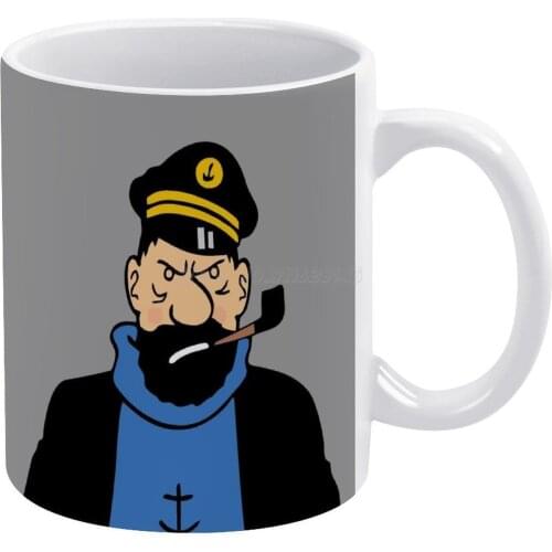 Untitled White Mug Custom Printed Funny Tea Cup Gift Personalised Coffee Mug Tin Tintin Captain Haddock Thompson Professor Calcu