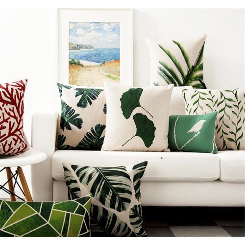 Tropical Plants Palm Leaf Leaves Printed Decorative Throw Pillow Cushion Cover Case Square Seat Cushion Cover For Sofa Car Chair