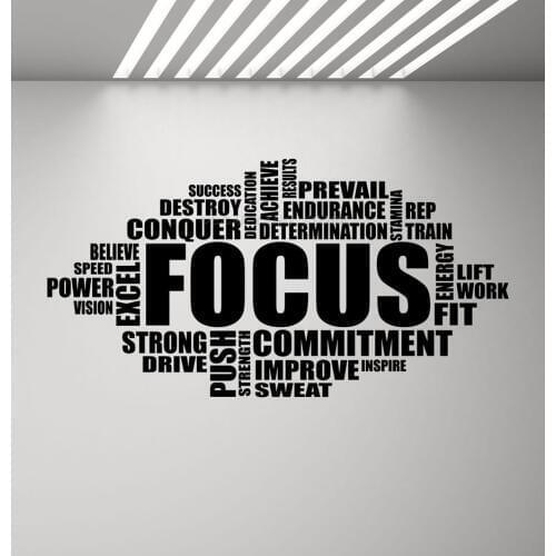 Focus Wall Decal Motivational Sign Gym Quote Word Poster Fitness Sport Vinyl Sticker Inspirational Bedroom HomeGym DecorA13-103