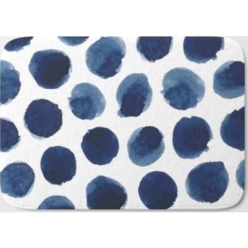 HOT Bathroom Rugs Watercolor Polka Dots Bath Mat Flannel Absorbent Non Slip Doormat Entrance Door Bath Room Mats