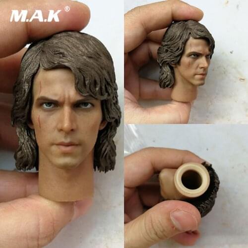 1/6 Scale Male Soldier Head Carved Accessory Anakin Skywalker Head Carving with Neck Model for 12'' Man Action Figure