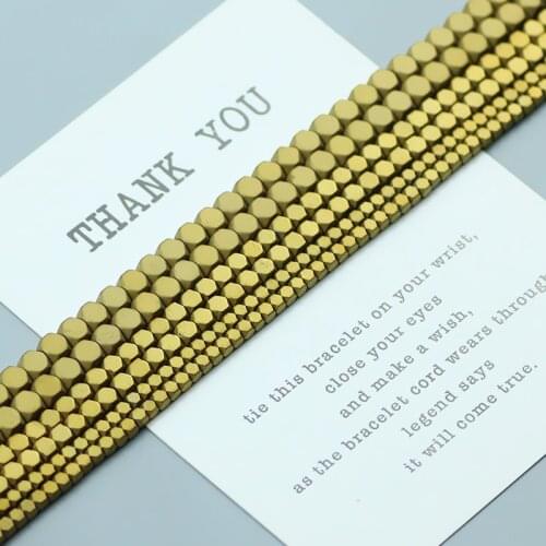 Matte Gold Color Hematite Natural Stone Beads Cube Loose Spacer Beads for Jewelry Bracelet Making DIY 2 3 4mm 15'' Accessories