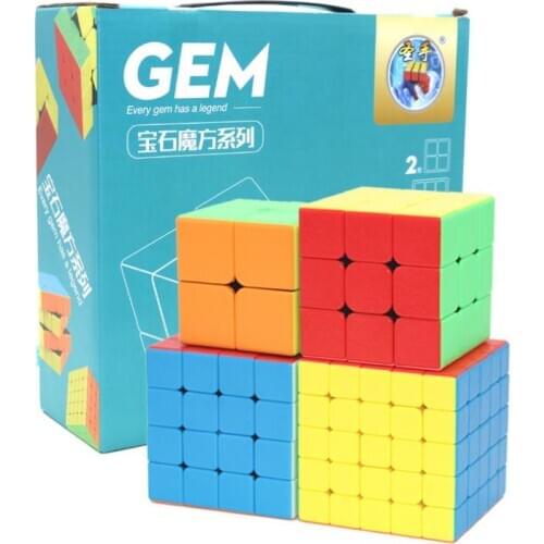 MIPOZOR GEM Jewel Series SS 4pcs/Pack waterproof Stickerless Magic Speed Cube 2x2x2 3x3x3 4x4x4 5x5x5 Puzzle Educational toys