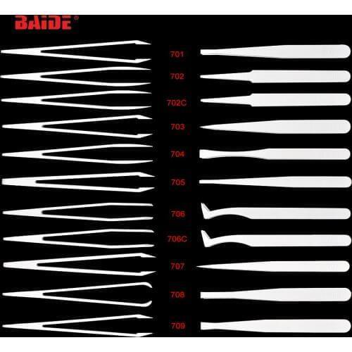 701 702 703 704 705 708 709Precision Tweezer Set Plastic Anti Static Portable Flexible Tool Kit White High Quality 3000pcs/lot