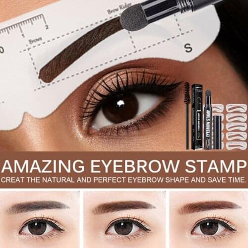 Eyebrow Stamp and Template Kit, Eyebrow Printing Pen Set, Lazy Easy Eyebrow Card, Natural Waterproof