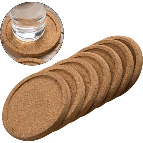 12 Pcs Cork Coasters Absorbent Simple Table Placemat Dining Mat Water Tray Drink Coasters for Home Restaurant Office Bar