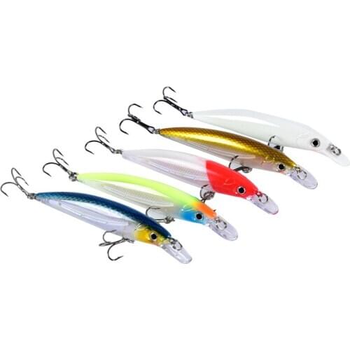 One Set Minnow Fishing Lures 11.5cm/15g Lure Rattling Hard Bait Crankbait Wobbler Fishing Tackle 3D Eyes 5 Colors