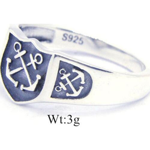 Size 6-10 Dropship 925 Sterling Silver Anchor Ring Newest Lady Girls S925 Popular Biker Ring