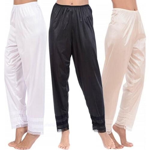 Plus Size 3 Colors Women‘s Soft Slip Liner Pajamas Sleepwear Night Bottoms Lounge Pants Plus Size Smooth Solid Color M-2XL