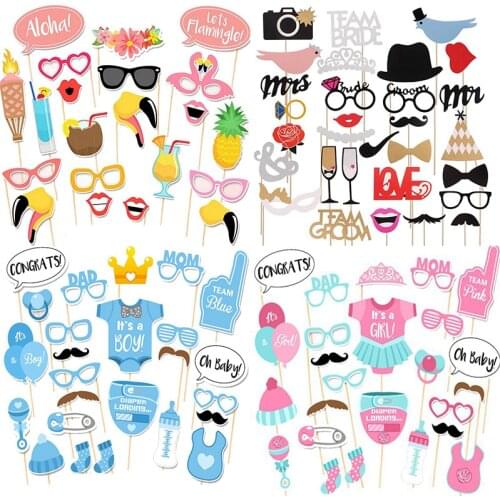 Baby Shower Photo Booth Props Fun Wedding Decoration DIY Mr Mrs Photobooth Flamingo Photo Prop Bachelorette Event Party Supplies