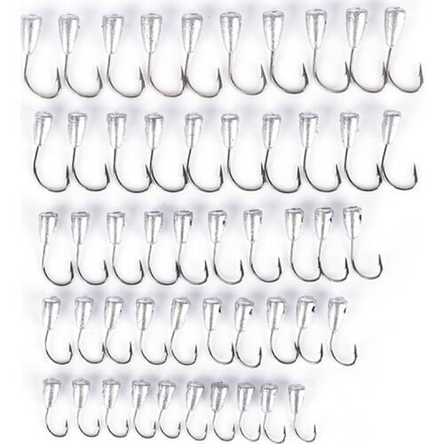 Titanium Tungsten Barbed Fishhook Tin Jig Head Stand Hooks 10Pcs or 50pcs Japan Overturned Hook 5 Size