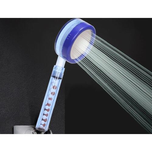 VEHHE High Pressure Filter Balls ABS Transparent Blue Shower Head High Quality Plastic Handle Detachable Shower Water Saving