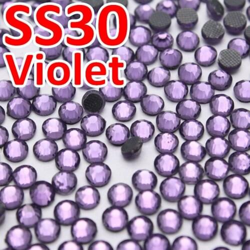 SS30 6.4-6.6mm,288pcs/Bag Violet DMC Hot Fix FlatBack Rhinestones,heat transfer DIY hot iron-on garment Glass crystal stones