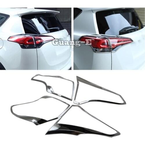 Car Styling Body Rear Tail Back Light Lamp Frame Stick Chrome ABS Cover Trim 4pcs For Toyota RAV4 2016 2017 2018