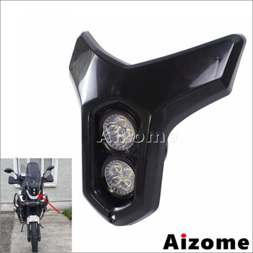 Universal Dirt Bike Motorcycle Black Dual Headlamp Motocross Enduro LED Headlight Fairing For Yamaha Honda Kawasaki Suzuki BMW