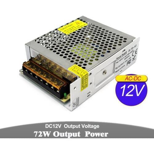 Universal LED Power Supply DC 12V Driver Transformers 72W AC100-240V to DC SMPS For CCTV Strip Modules Light Monitor