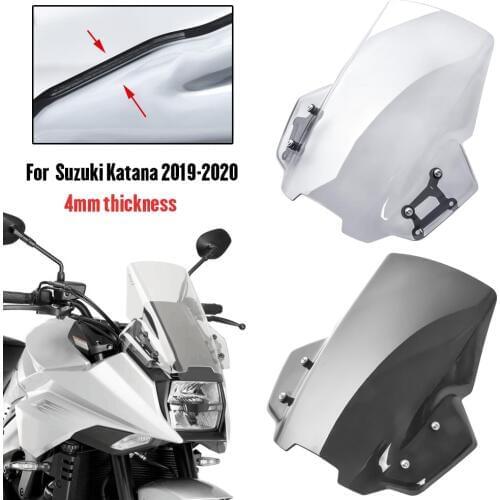 For Suzuki Katana GSX-S1000S GSXS 1000 S 2019 2020 Motorcycle Touring Windshield WindScreen Double Bubble Wind Deflector Black
