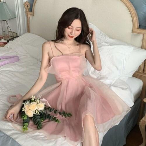 Woman Dresses Summer Suspender Dress A- line Short Gowns Vestido De Mujer Femme Robe