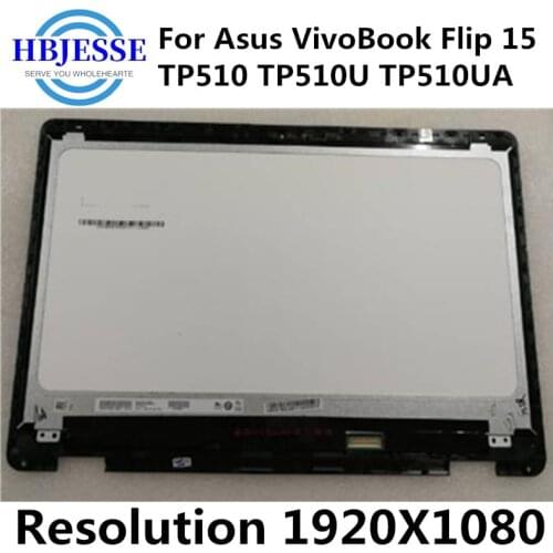 For Asus VivoBook Flip 15 TP510 TP510U TP510UA FHD 1920x1080 LCD Screen Display Panel Touch Glass Assembly