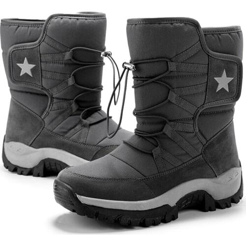 Snow Boots Men Waterproof Mens Winter Boots With Fur Winter Shoes Nonslip Men Boots Platform Thick Plush Warm