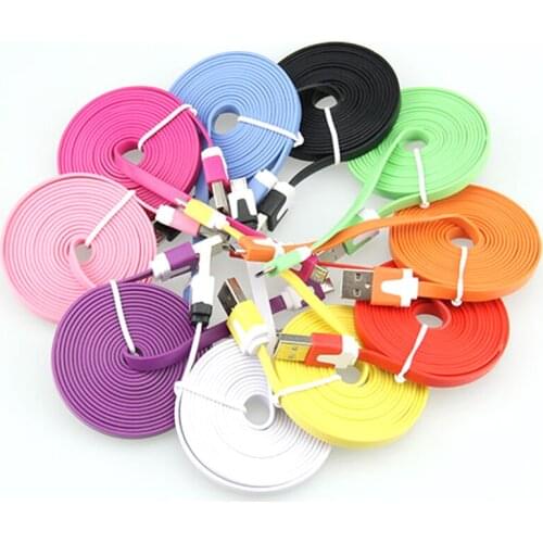 1M/2M/3M USB Data micro 5pin/8pin Flat Noodle Data Sync Charger Cable for iPhone 5 5S 5C 6 6Plus iPod Touch iPad for samsung 500