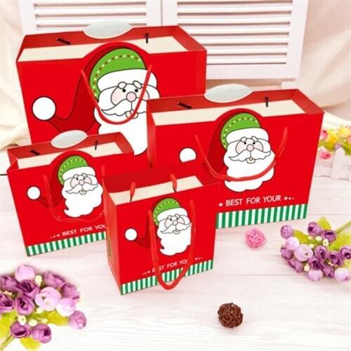 10Pcs/Lot Jewelry Pouches Bags Santa Claus Makeup Pouches For Women Christmas Decorations For Home Handle Packaging Candy Cookie