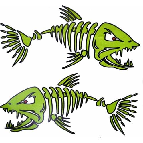 2Pcs Self Adhesive Skeleton Fish Bone Decal Fishing Sticker For Kayak Canoe Fishing Boat Car Truck Window