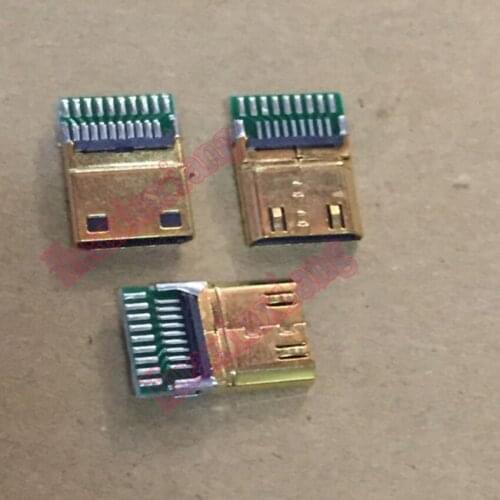 20PCS/Lot MINI HDMI Male Jack/Plug Connector 19P with PCB Board Golde-Plated C Type 19PIN