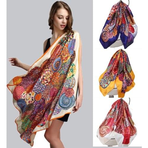 2021 New Fashion Silk Square Scarf For Women 90*90cm Neck Hair Tie Band Designer Soft Neckerchief Hijab Headscarf Female Foulard