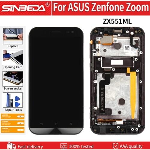 5.5'' Original For ASUS Zenfone Zoom ZX551ML LCD Display Touch Screen Digitizer with Frame For ASUS ZX551ML Display Replacement