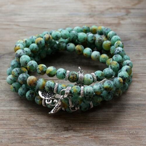 6mm Green Stone Beads Bracelet Matte Charm Pendant Healing Balance Beads Yoga Bracelet Dropshipping