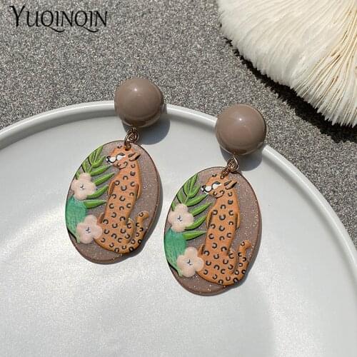 7 Style Face Fashion Drop Earrings for Women 2021 Statement Resin Big Long Dangle Earings For Girls Korean Hanging Party Jewelry