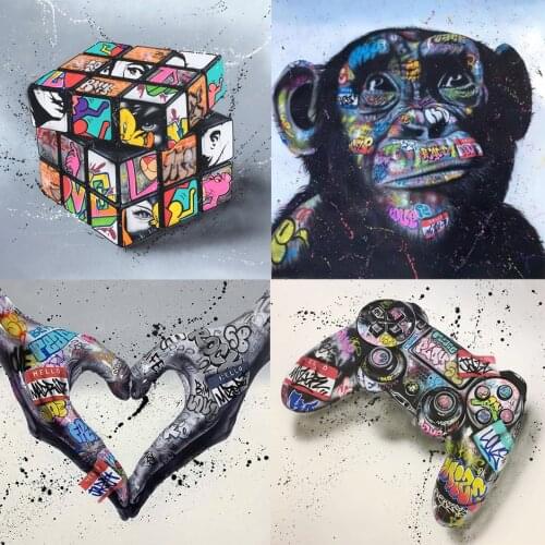 5D DIY Diamond Embroidery Painting Lion Beaded Needlework Graffiti Art Photo Full Drill Mosaic Cross Stitch Rhinestones Gift