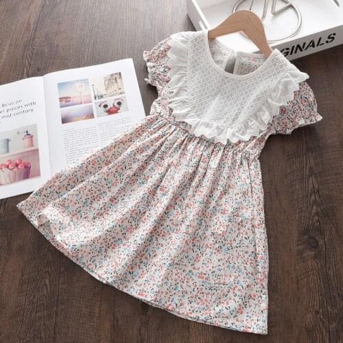 Melario Kids Flower Girls Summer Dresses Children Kids Floral Short Sleeve Clothing Girls Princess Dress Toddler Girl Dresses