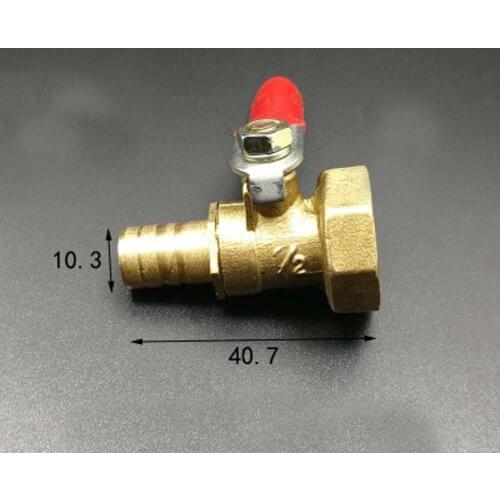 DN15 1/2" BSP Female x 10mm Hose Barb Tail Brass Ball Valve Water Gas 57 PSI Hole 7mm With Red Handle