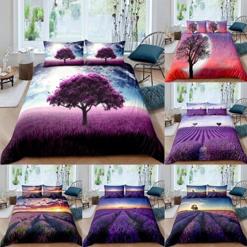 Purple Tree Bedding Set Boys Teens 3D Sunset Duvet Cover Bedclothes 2/3pcs Home Luxury Housse De Couette Dekbedovertrek 240x220