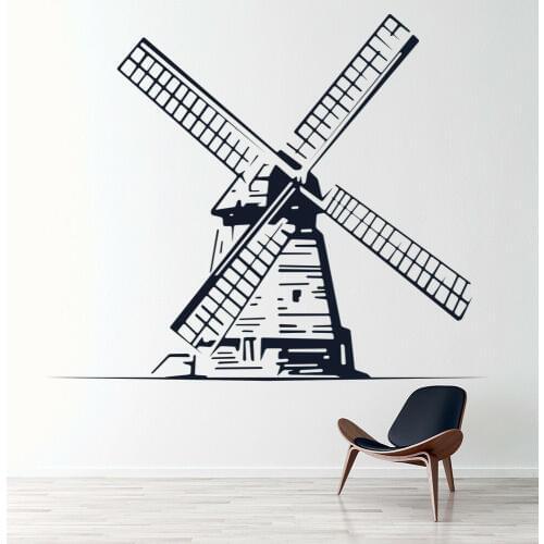 Dutch Windmill Wall Decal Creative Home Decor For Kids Bedroom Baby Room Nursery Vinyl Window Stickers Removable Art Mural M877
