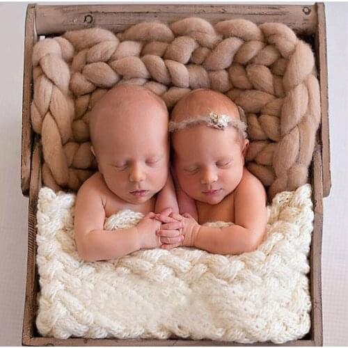 Hot Sale High Quality Cartoon Wool Crochet Baby Blanket Newborn Photography Props Chunky Knit Blanket Basket Filler 8 colors