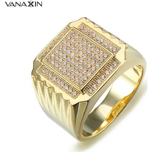 VANAXIN Iced Out Cubic Zircon Ring For Men Women Luxury Fashion Hiphop Jewelry Gift Paved Full Bling Bling Rings Men Free Box
