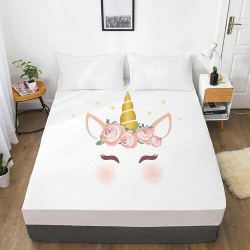 Crown Unicorn Cartoon Fitted Sheets Mattress Cover With Elastic Band 3D Bed Sheet For Children Kids Baby 160x200 150x200