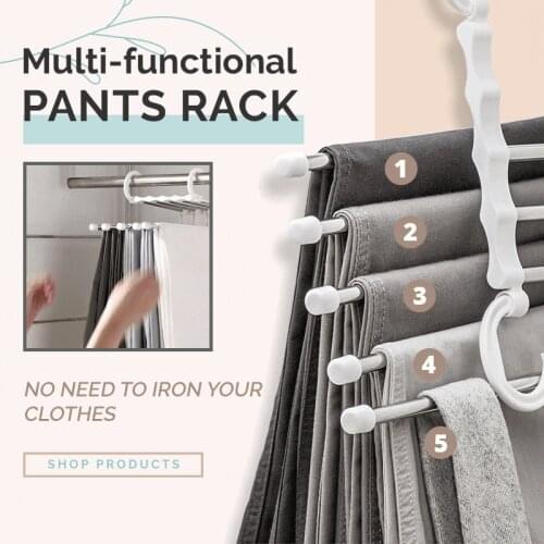 Multi-functional Pants Rack 5 in 1 Multi-functional Trouser Storage Rack Adjustable Pants Tie Storage Shelf Closet Organizer Sta