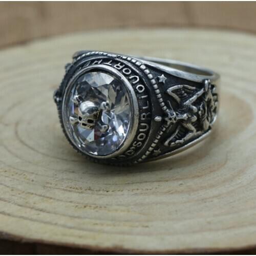 925 STERLING SILVER skull men punk biker rings Ring jewelry A5036