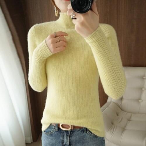 Soft Warm Sweaters for Women 100% Pure Wool Knitted Pullovers Ladies 6Colors Oneck Standard Jumpers Long Sleeve Ladies Knitwears