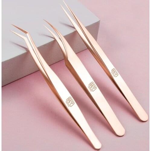 Eyelashes special clip type eyelash precision gold feather clip tweezers set eyelash extension tool