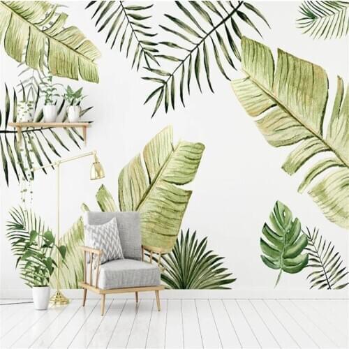 Milofi custom 3D photo wallpaper mural Nordic minimalist hand-painted banana leaf plant living room TV background wall