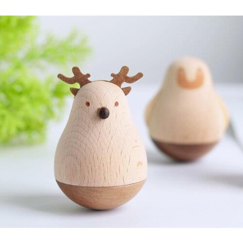 Office desktop wooden tumbler ornaments small creative decorations decompression birthday gifts handicrafts