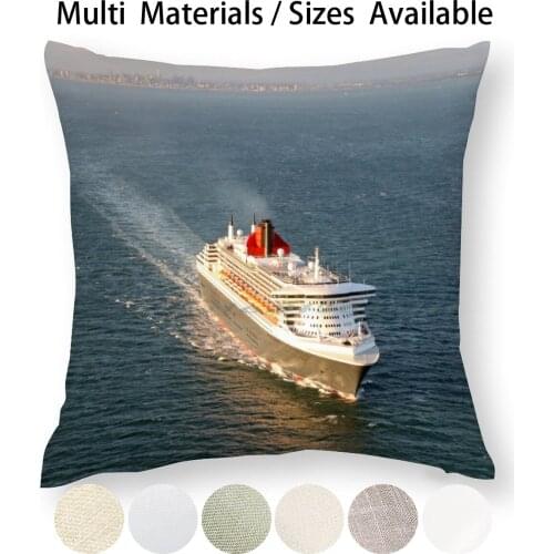 Queen Mary 2-Port Phillip Bay Pillow Case Throw Pillow Cover Cotton Linen Flax Queen Mary 2 Qm2 Cunard Peter Redmond Geelong In