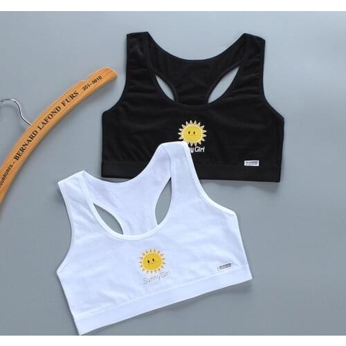 New Girls' Bras Cotton Vest Suspenders Underwear Childrens Cartoon Little Sun Bra Developmental Training Bra 8-16Y