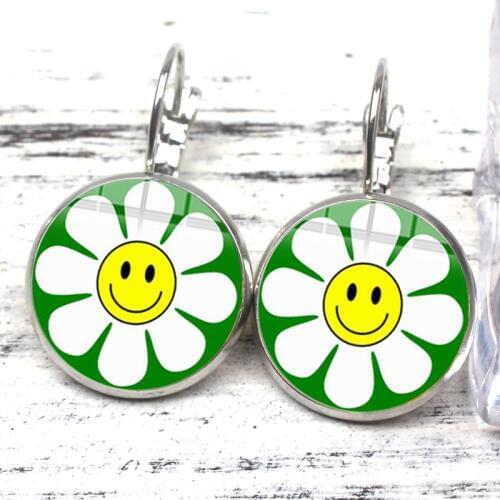 New Fashion Cute Flower Round Earrings Female Japanese Village Takashi Seven Color Sunflower Earrings Femme Brincos Charm Girl