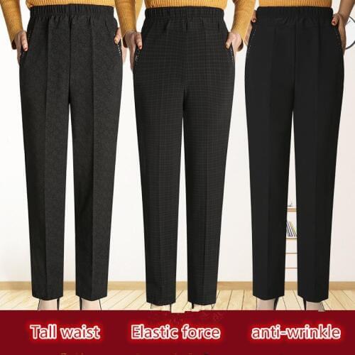 New Fashion Women Long Pants Mother High Waist Clothing Winter Trousers Casual Plus Size Legging Elastic Waist Pants M-5XL W1780